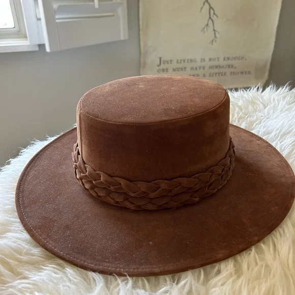 ASN Anthropologie Hat Anthropologie ASN Straw Hat High Crown Preppy Retro Vacation  main image 3